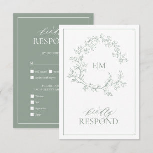 Tarjeta RSVP de Boda de Escudo de Leafy Verde Sage