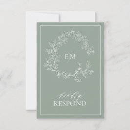 Tarjeta RSVP de Boda de Escudo de Leafy Verde Sage