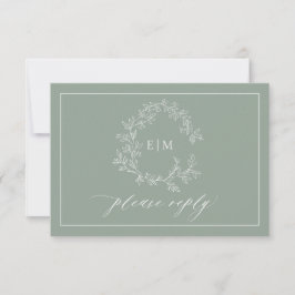 Tarjeta RSVP de Boda de Escudo de Leafy Verde Sage