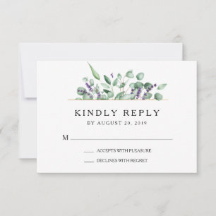 Tarjeta RSVP de Boda de Eucalipto de Lavanda Geomé