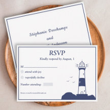Tarjeta RSVP de boda de faro