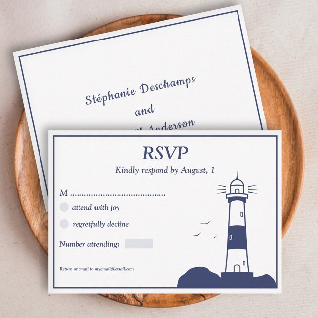 Tarjeta RSVP de boda de faro (Lighthouse Wedding RSVP Card)