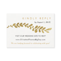 Tarjeta RSVP de Boda de Faux Gold Editable en Colo