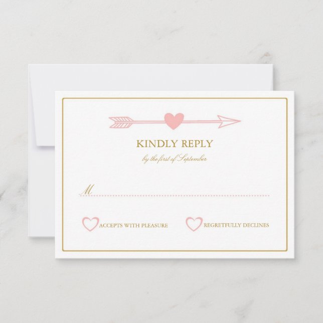Tarjeta RSVP de Boda de Flechas Amables / Rubor &  (Anverso)