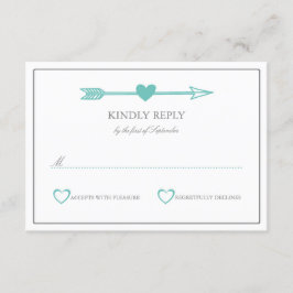 Tarjeta RSVP de Boda de Flechas Amables / Verde az