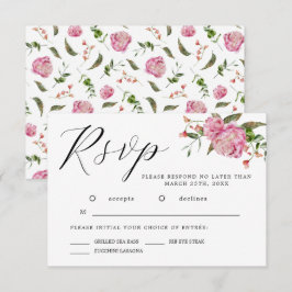 Tarjeta RSVP de boda de flor color de agua rosa
