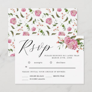 Tarjeta RSVP de boda de flor color de agua rosa