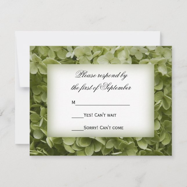Tarjeta RSVP de Boda de Flor de Annabelle Verde Hy (Anverso)