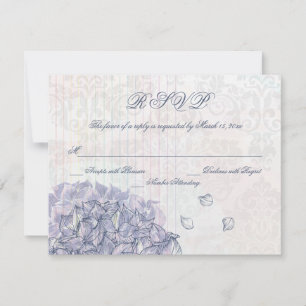 Tarjeta RSVP de boda de flor de cobalto azul hidra