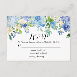 Tarjeta RSVP de Boda de Flor de Hidrangea Verde Az