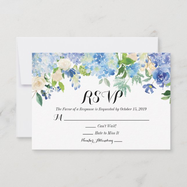 Tarjeta RSVP de Boda de Flor de Hidrangea Verde Az (Anverso)