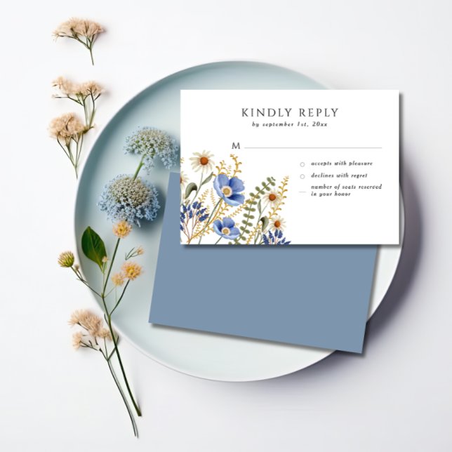 Tarjeta RSVP de Boda de Flor Floral Periwinkle Wed (Subido por el creador)