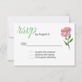 Tarjeta RSVP de boda de flor rosa