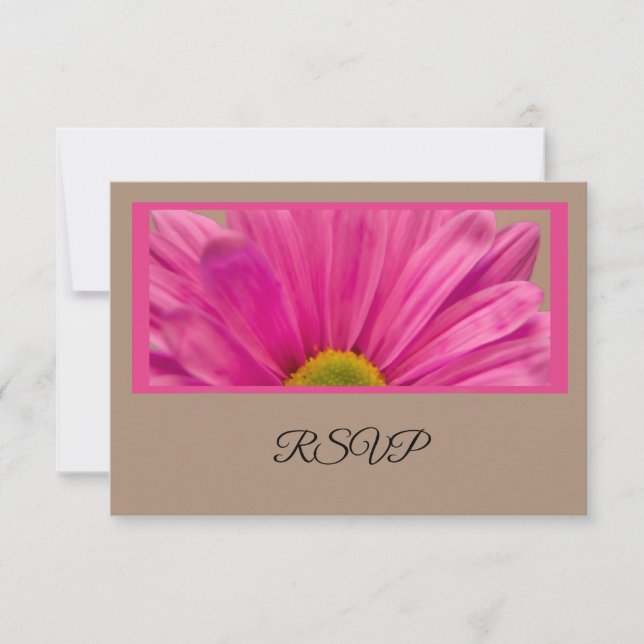 Tarjeta RSVP de Boda de Flor Rosa Gerber Daisy (Anverso)