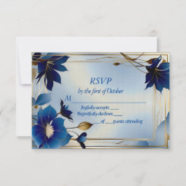 Tarjeta RSVP de boda de flores azules de decoració