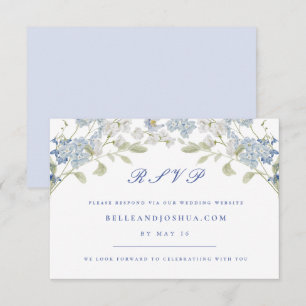 Tarjeta RSVP de Boda de Flores Azules Francesas
