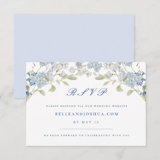 Tarjeta RSVP de Boda de Flores Azules Francesas