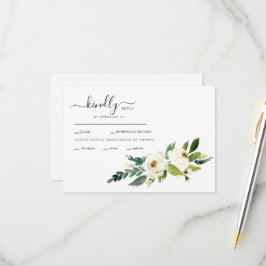 Tarjeta RSVP de Boda de Flores Blancas Swash Weddi