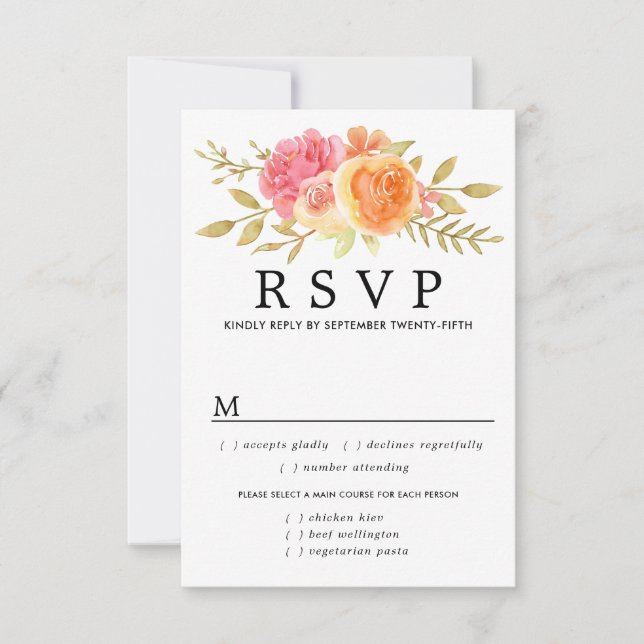 Tarjeta RSVP de Boda de Flores de Otoño, Opciones  (Anverso)