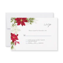 Tarjeta RSVP de Boda de Flores de Poinsettia clási