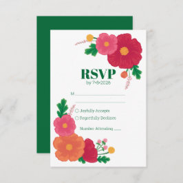 Tarjeta RSVP de Boda de Flores Negrita