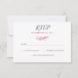 tarjeta RSVP de boda de flores rosadas