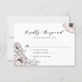 Tarjeta RSVP de boda de flores rosadas de Rubor mo