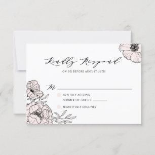 Tarjeta RSVP de boda de flores rosadas de Rubor mo