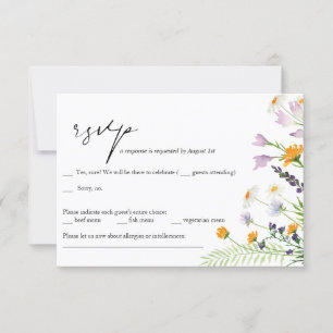 Tarjeta RSVP de boda de flores silvestres