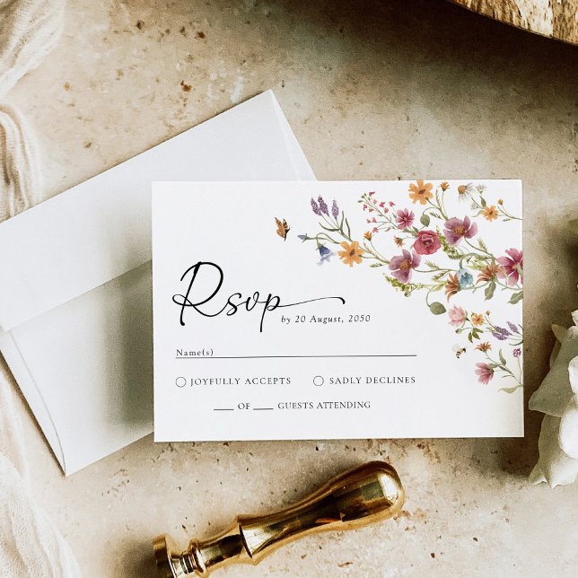 Tarjeta RSVP de boda de flores silvestres (Subido por el creador)
