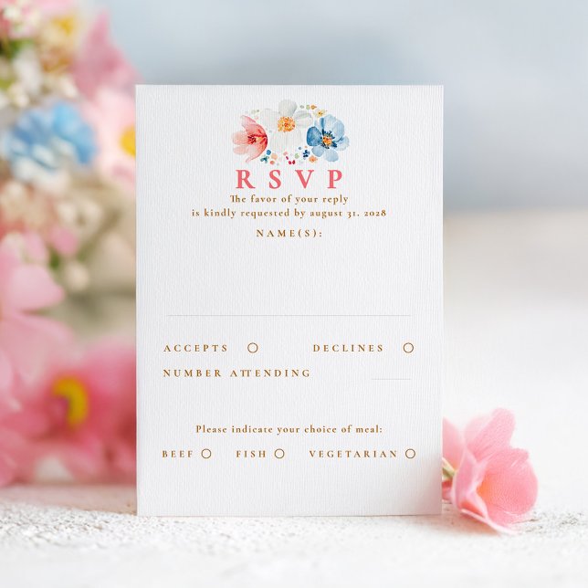 Tarjeta RSVP de boda de flores silvestres (Wildflowers wedding RSVP card)