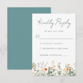 Tarjeta RSVP de boda de flores silvestres