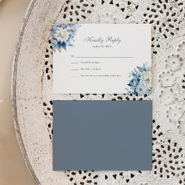 Tarjeta RSVP de Boda de Flores Silvestres Azul Dus