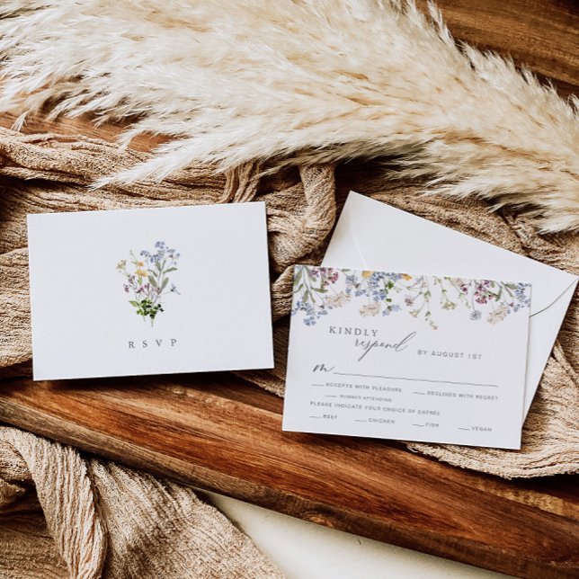 Tarjeta RSVP de boda de flores silvestres con opci (Subido por el creador)