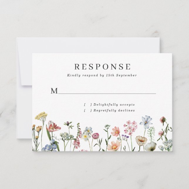 Tarjeta RSVP de boda de flores silvestres de bonit (Anverso)
