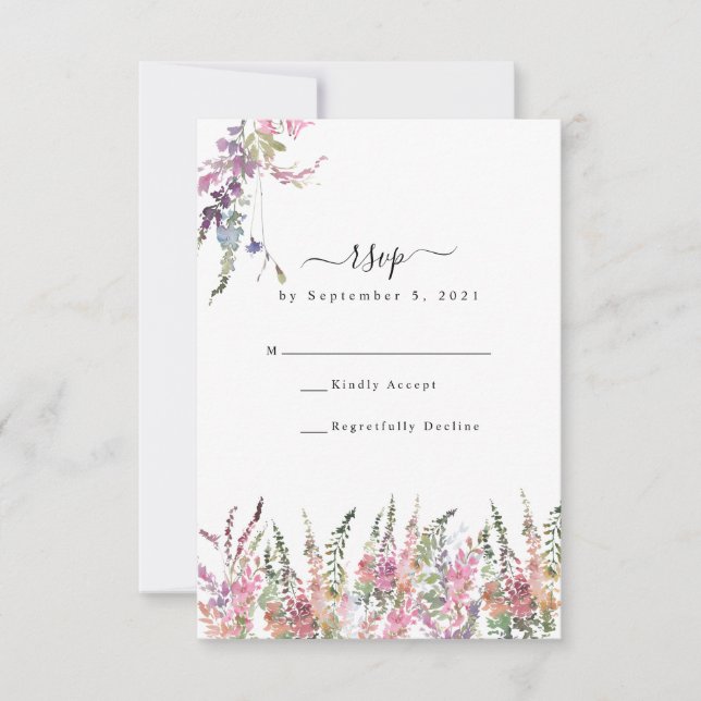 Tarjeta RSVP de Boda de flores silvestres de prima (Anverso)