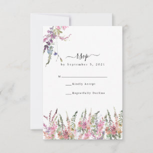 Tarjeta RSVP de Boda de flores silvestres de prima