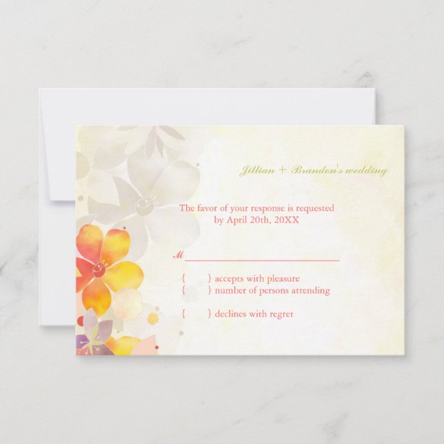 Tarjeta RSVP de boda de flores silvestres de prima (Anverso)