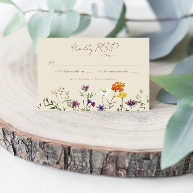 Tarjeta RSVP de boda de flores silvestres - Floral (Subido por el creador)