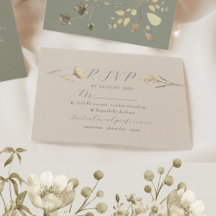 Tarjeta RSVP de boda de flores silvestres neutrale