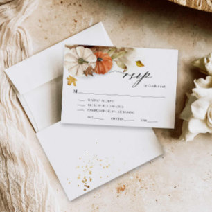 Tarjeta RSVP de boda de follaje de otoño rústico