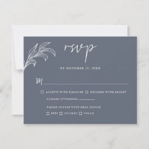 Tarjeta RSVP de boda de follaje Minimalista gris p