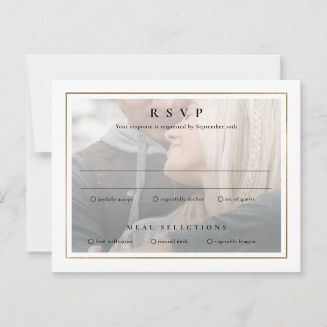 Tarjeta RSVP de Boda de Fotos Classic Elegant Gold (Anverso)