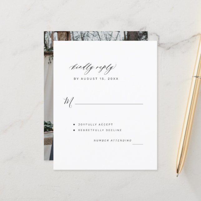 Tarjeta RSVP de boda de fotos de presupuesto (Anverso/Reverso In Situ)