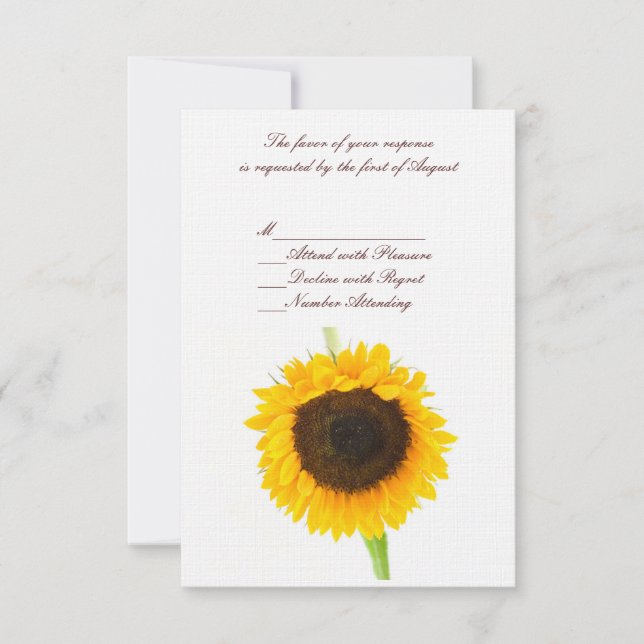 Tarjeta RSVP de boda de girasol (Anverso)