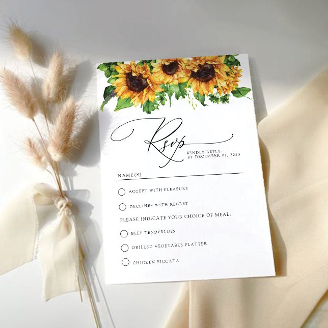 Tarjeta RSVP de boda de girasol (Subido por el creador)