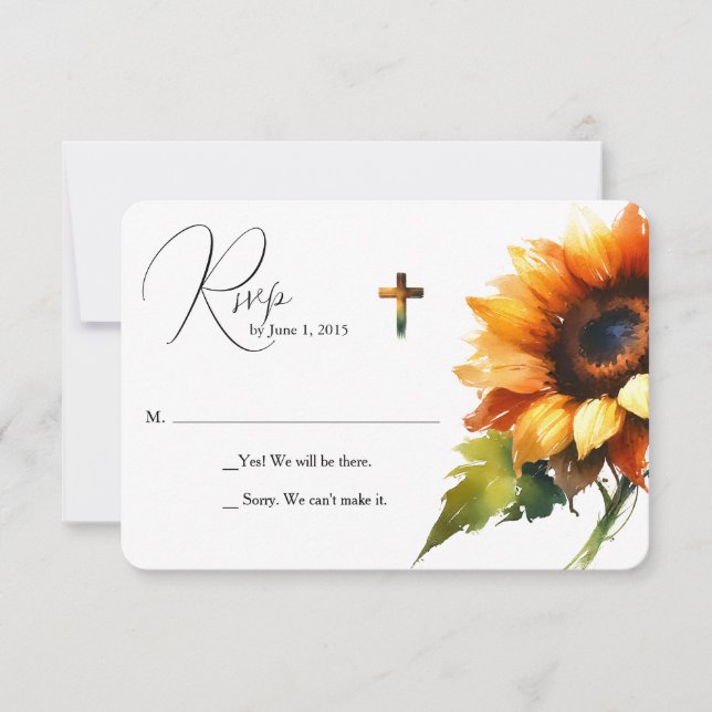 Tarjeta RSVP de boda de girasol amarillo (Anverso)