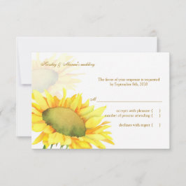 Tarjeta RSVP de boda de girasol amarillo