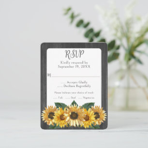 Tarjeta RSVP de boda de girasol con clima rústico