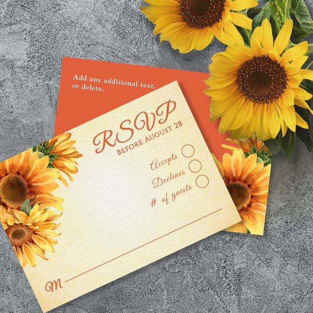 Tarjeta RSVP de boda de girasol rústico (Subido por el creador)